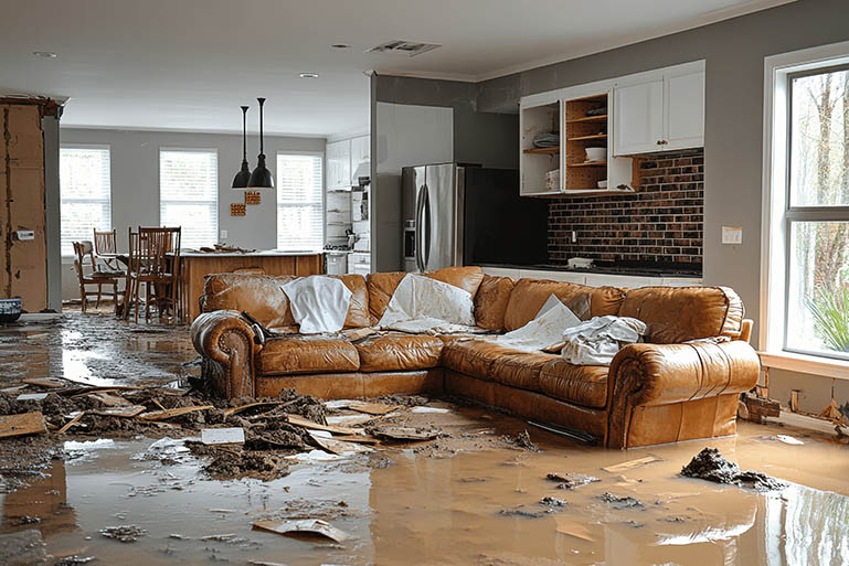 Damaged living room diaster
